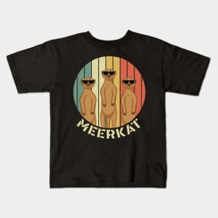 Meerkat Group With Sunglasses Mongoose Sunset Safari Africa Kids T-Shirt